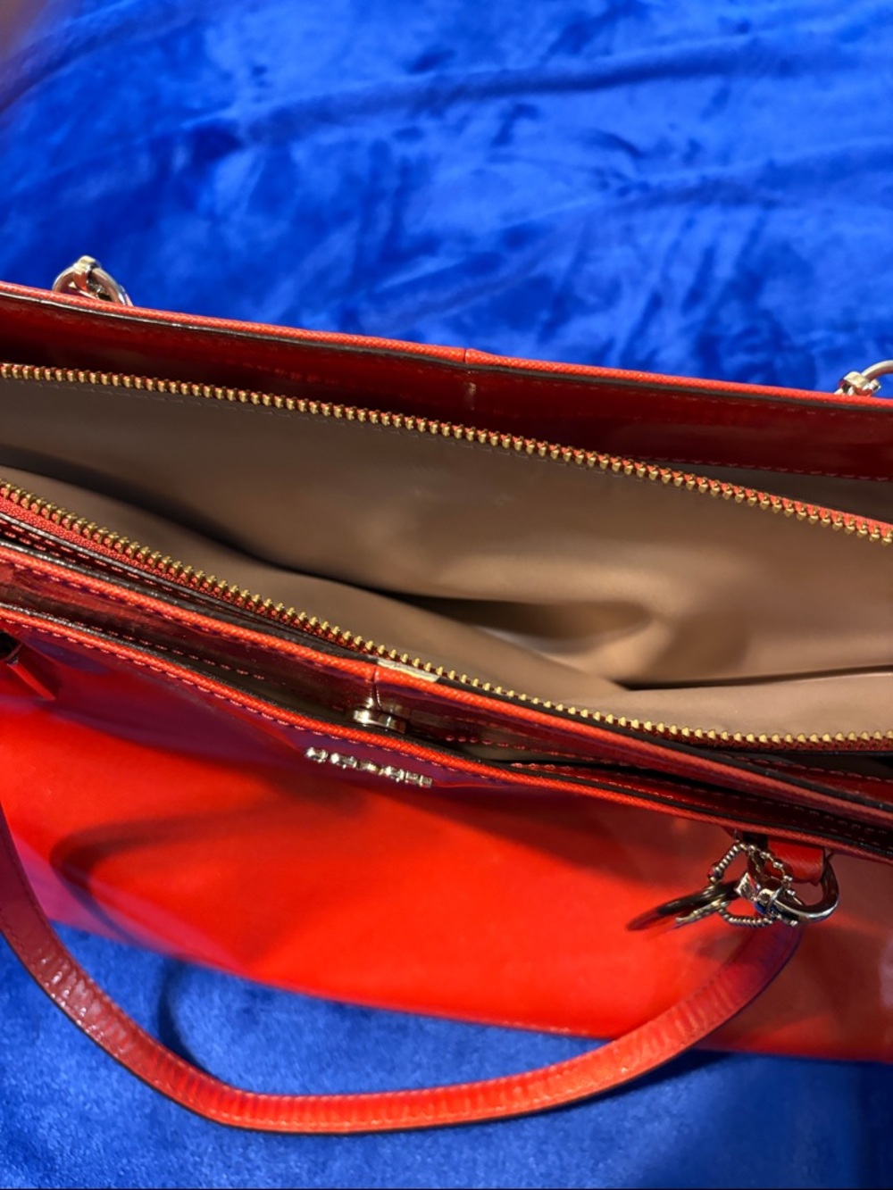 Coach Red Leather Shoulder Bag with Gold-Tone Hardware good condition - Picture 7 of 14